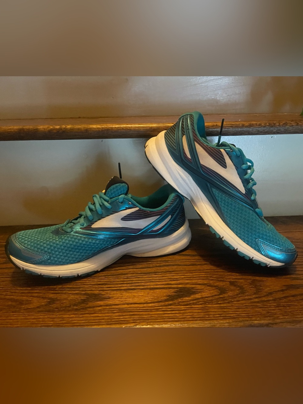 Brooks Women's Teal and White Running Shoes A lot of wear left!
